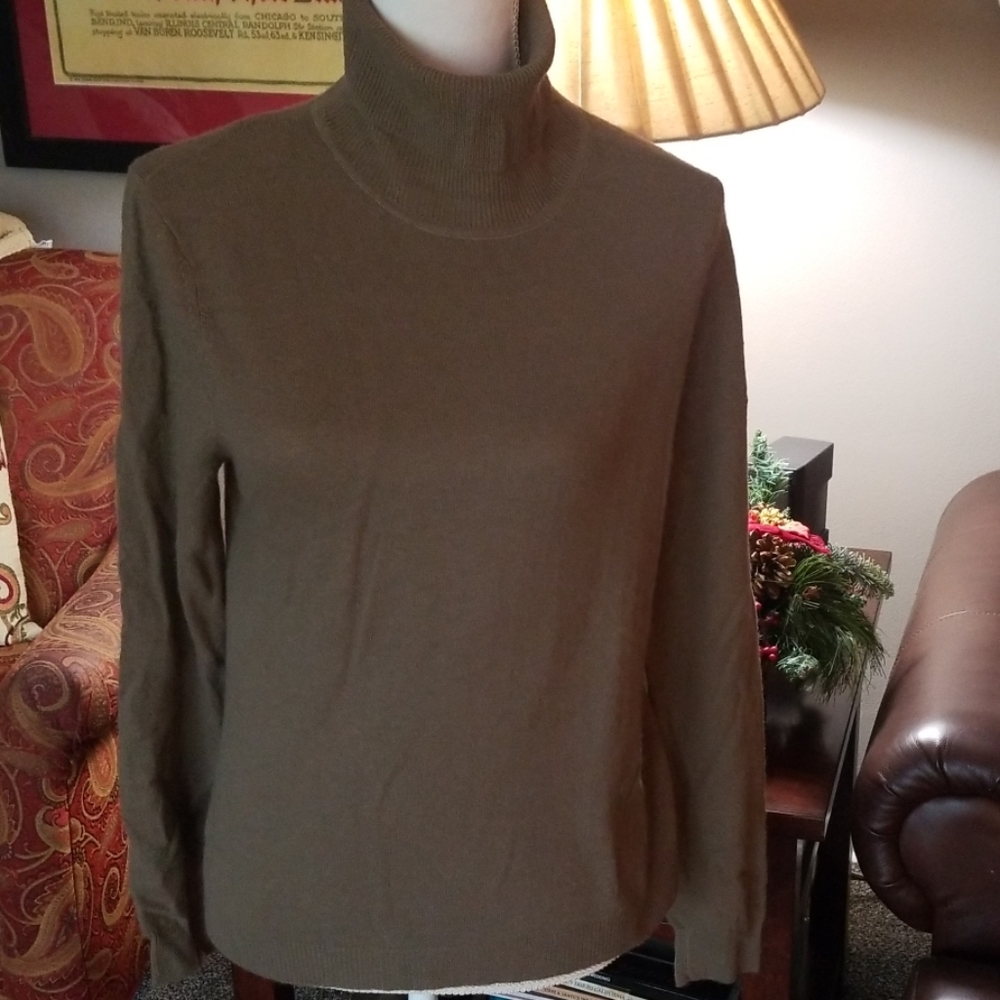 Olive Cashmere turtleneck sweater